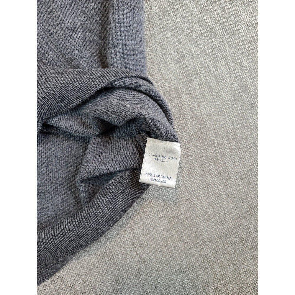 Peter Millar Sweater Men (XL) Gray Merino Wool Silk Blend V Neck Golf Pullover - Picture 7 of 7
